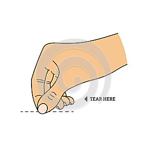 Tear Here Label. Vector