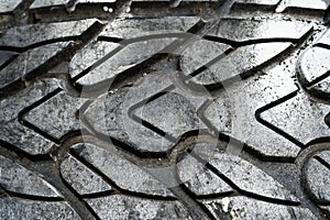 Tear marks on bald tires, car use unsafe tyre dangerous for vehicle