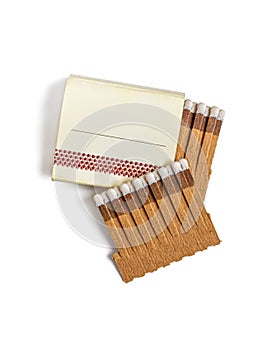 Tear-off cardboard matches with white incendiary heads