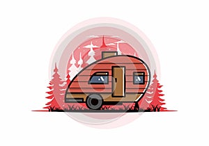 Teardrop camper vintage illustration design