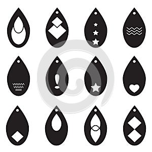 Teardrop earrings icon on white background. flat style. earrings template icon for your web site design, logo, app, UI. laser cut