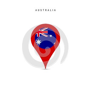 Teardrop map marker with flag of Australia. Flat vector illustration isolated on white