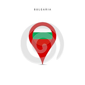 Teardrop map marker with flag of Bulgaria. Flat vector illustration isolated on white