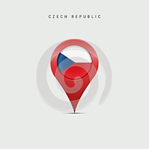Teardrop map marker with flag of Czech Republic. Vector illustration