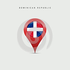 Teardrop map marker with flag of Dominican Republic. 3D vector illustration photo