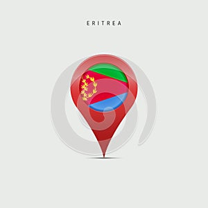 Teardrop map marker with flag of Eritrea. 3D vector illustration