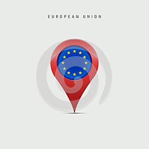 Teardrop map marker with flag of European Union. Vector illustration