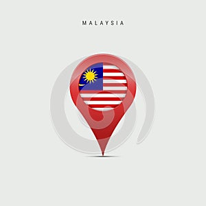 Teardrop map marker with flag of Malaysia. 3D vector illustration