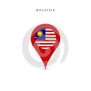Teardrop map marker with flag of Malaysia. Flat vector illustration isolated on white
