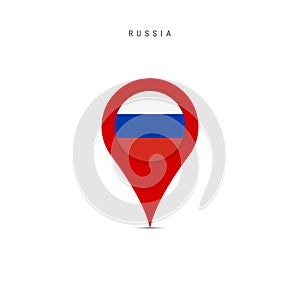 Teardrop map marker with flag of Russia. Flat vector illustration isolated on white