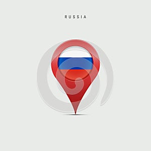 Teardrop map marker with flag of Russia. Vector illustration