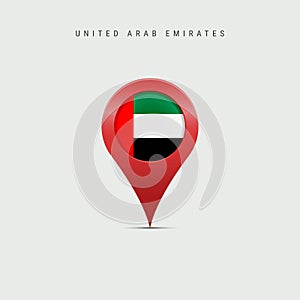 Teardrop map marker with flag of United Arab Emirates. Vector illustration