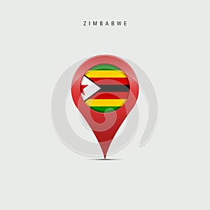 Teardrop map marker with flag of Zimbabwe. 3D vector illustration