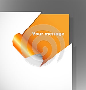 Teared paper with text in the corner.