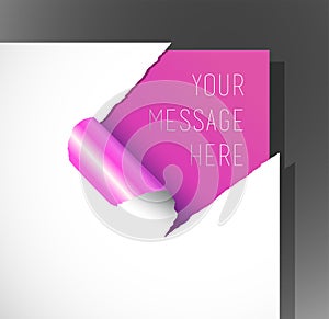 Teared paper with text in the corner.