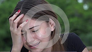 Tearful Pretty Female Teen Girl Crying