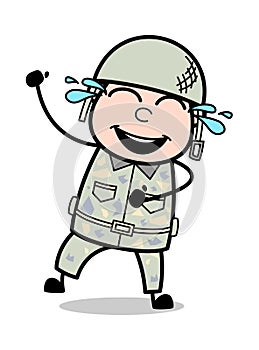 Tears of Joy - Cute Army Man Cartoon Soldier Vector Illustration