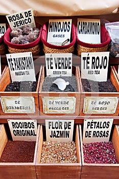 Teas, spices and flavourings on sale in Granada