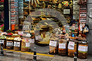 Teas and spices street shop in Istanbul