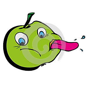 Tease funny cartoon green apple