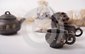 Teaset with white background