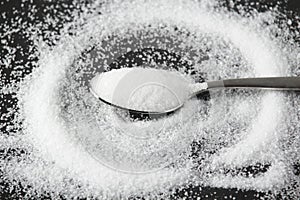 A teaspoon full of white sugar