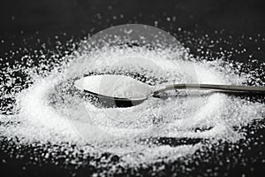 A teaspoon full of white sugar