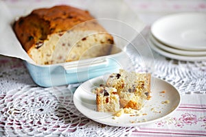 Teatime sweet bread or pound cake with dried fruit photo