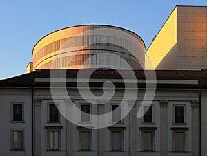 Teatro alla Scala of Milan, Italy at sunset