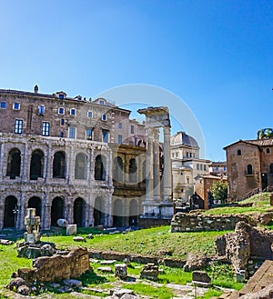 Teatro Marcello and Portico DOttavia Ruins in Rome Italy