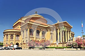 Teatro Massimo famous opera house on the Piazza Verdi in Palermo Sicily, Italy.