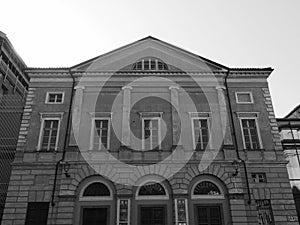 Teatro Sociale (Social Theatre) in Alba in black and white photo