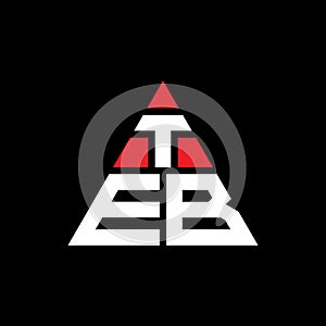 TEB triangle letter logo design with triangle shape. TEB triangle logo design monogram. TEB triangle vector logo template with red