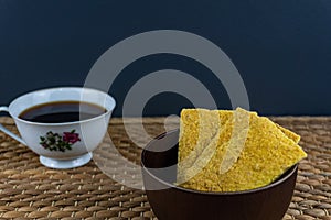 The tebaloi or sago biscuit is one of Sarawak`s traditional past time snacks in Malaysia