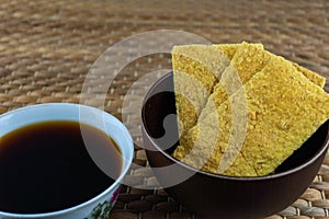 The tebaloi or sago biscuit is one of Sarawak`s traditional past time snacks in Malaysia