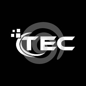 TEC letter logo design on black background. TEC creative initials letter logo concept. TEC letter design photo
