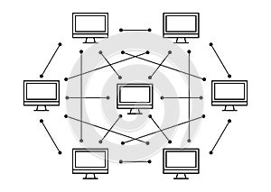 P2p online system laptop icon linked network