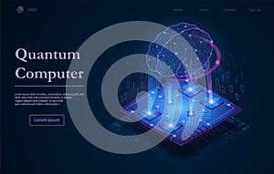 Tech background with Quantum Computer text
