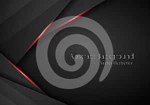 Tech black background with contrast red stripes. Abstract vector graphic brochure design