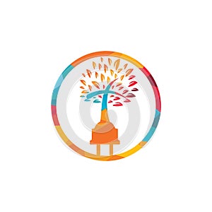 Tech church logo concept. Cord and church tree icon logo design.