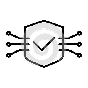 Tech Circuit Shield Line Icon. Vector Simple Minimal 96x96 Pictogram