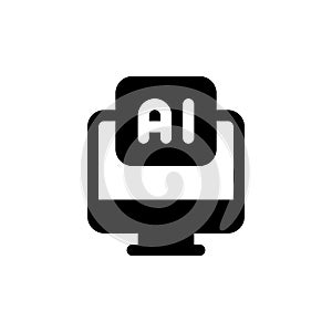 Tech Computer Artificial Intelligence Glyph Icon, Logo, Vector
