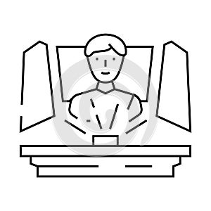 tech conventions enthusiast line icon vector illustration