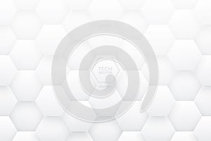 Tech 3D Vector Hexagons White Abstract Background