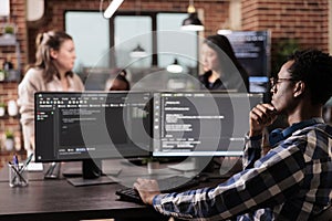 Tech engineer programming server code algorithm