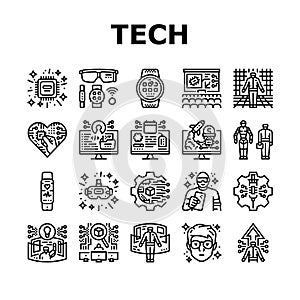 tech enthusiast geek nerd man icons set vector