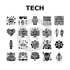 tech enthusiast geek nerd man icons set vector