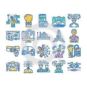 tech enthusiast reality virtual icon hand drawn