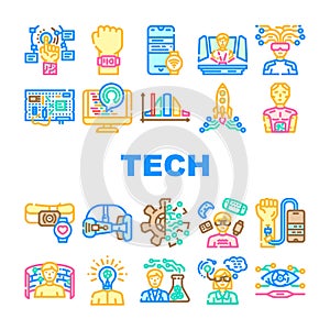 tech enthusiast reality virtual icons set vector