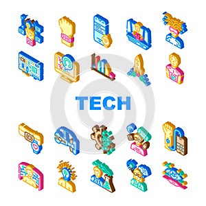 tech enthusiast reality virtual icons set vector